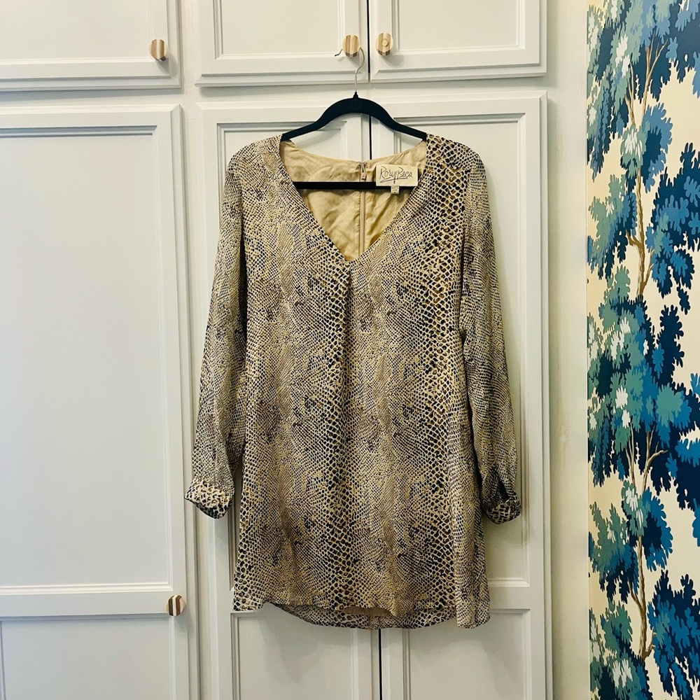 Rory Beca 100% Silk Python Print Mini Dress